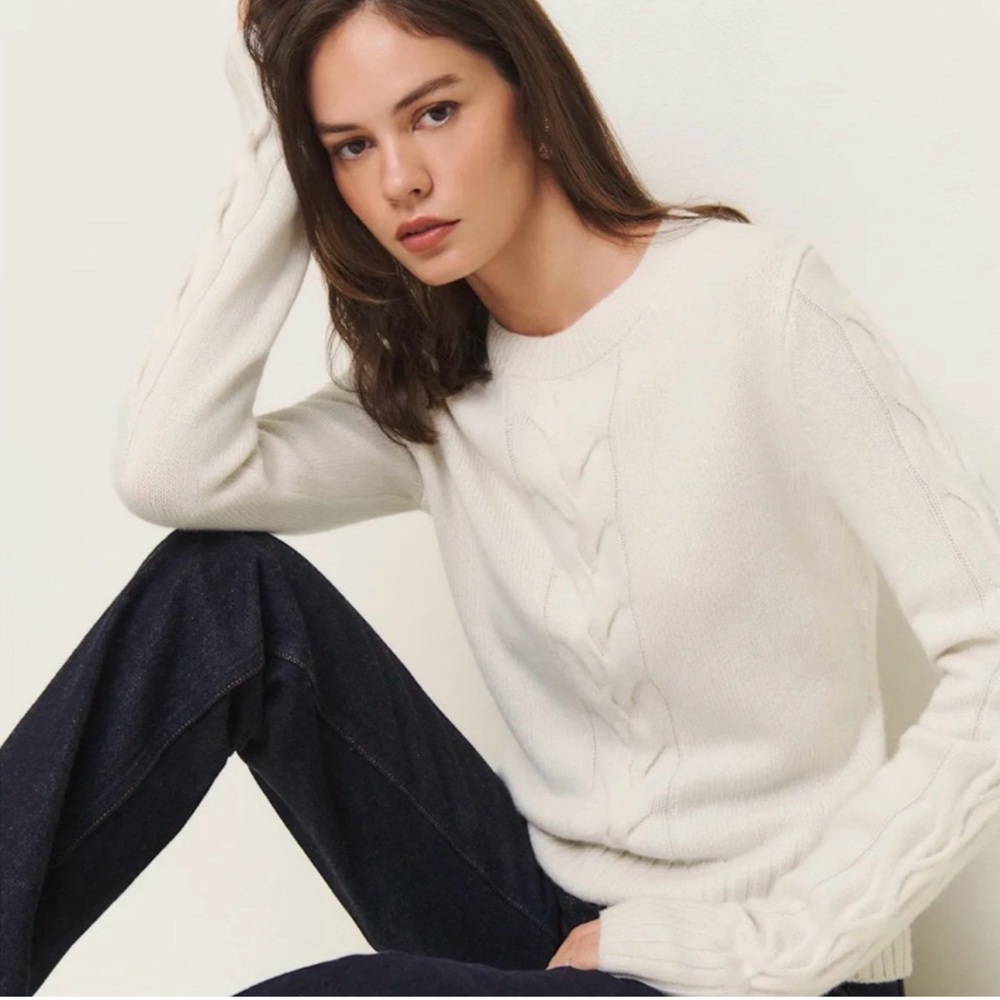 Reformation Dawson Cream Cable Knit Sweater